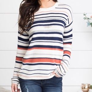 Red, White, and Blue Striped Sweater